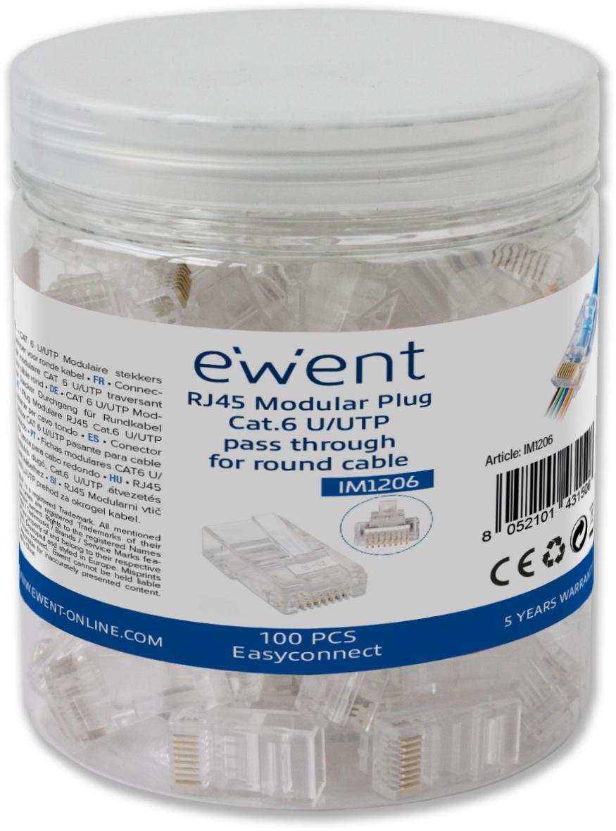 Picture of Picture of Fichas RJ45 Ewent Modulares Pass-Through Cat.6 U/UTP Transparentes (Pack-100)