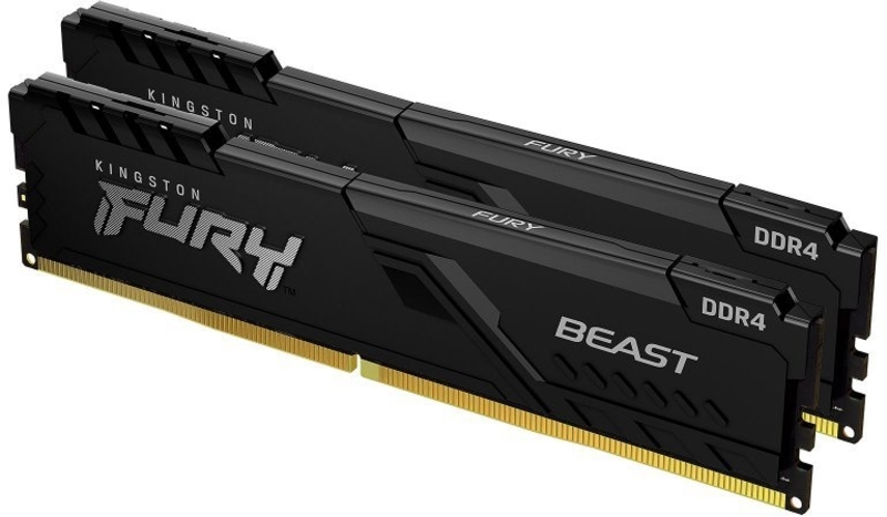 Kingston - Kingston Kit 16GB (2 x 8GB) DDR4 3600MHz FURY Beast Preto 1R CL17