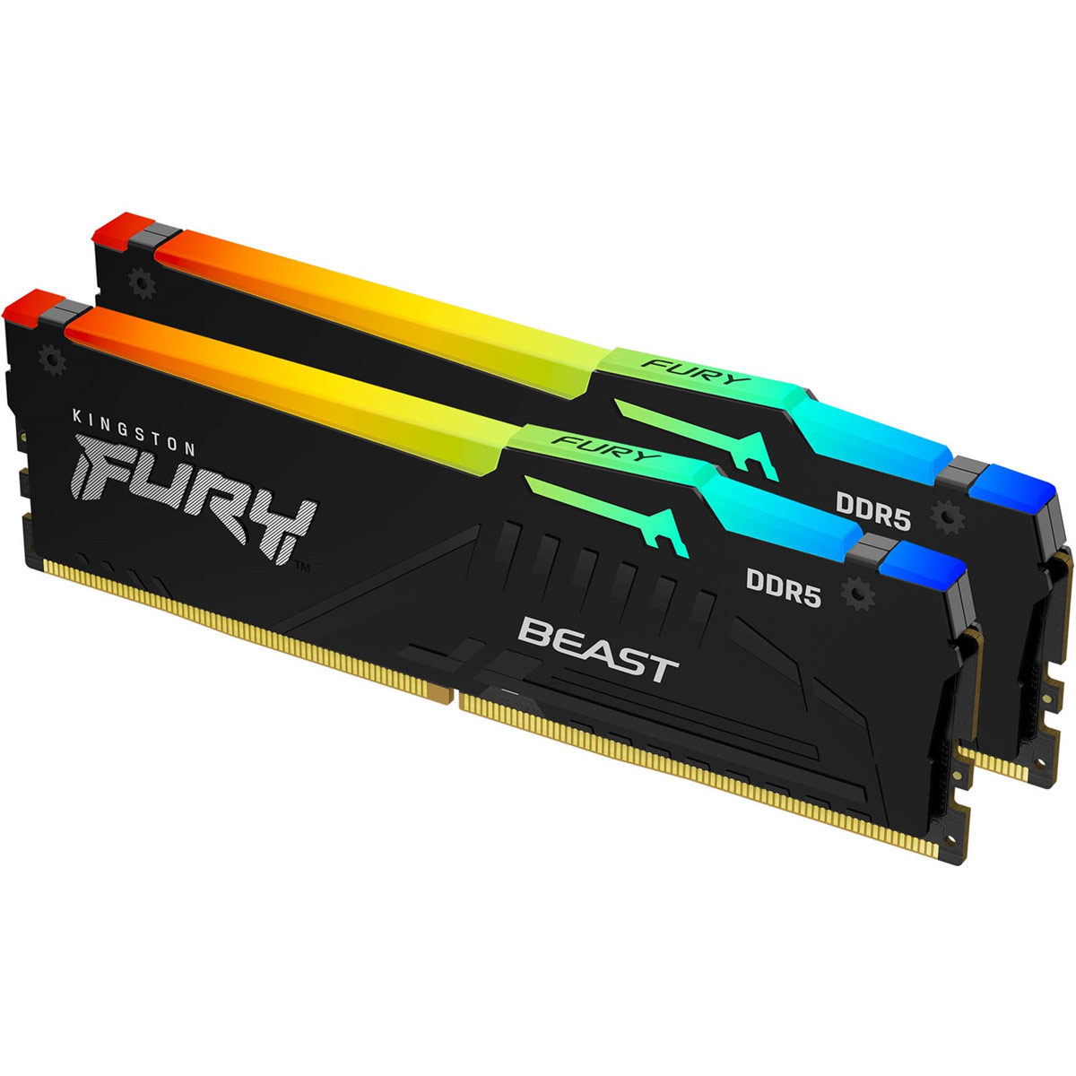Kingston - Kingston Kit 32GB (2 x 16GB) DDR5 5200MHz FURY Beast RGB Preto 1R CL36