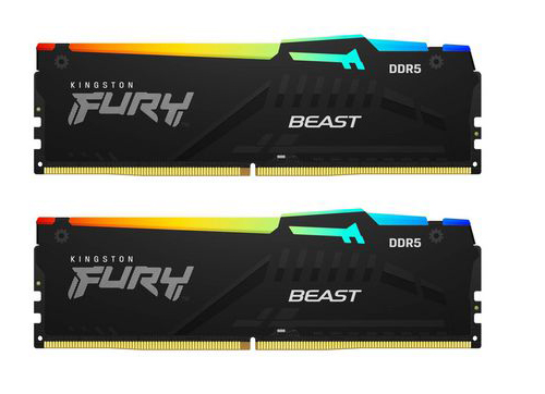 Picture of Picture of Kingston Kit 64GB (2 x 32GB) DDR5 5200MHz FURY Beast RGB Preto 2R CL40