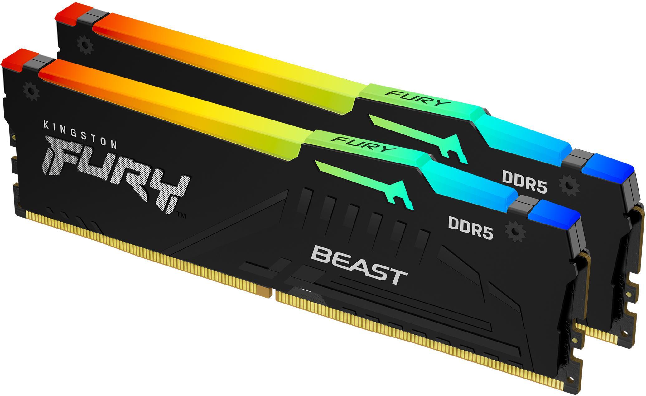 Picture of Picture of Kingston Kit 32GB (2 x 16GB) DDR5 6000MHz FURY Beast RGB EXPO Preto CL30