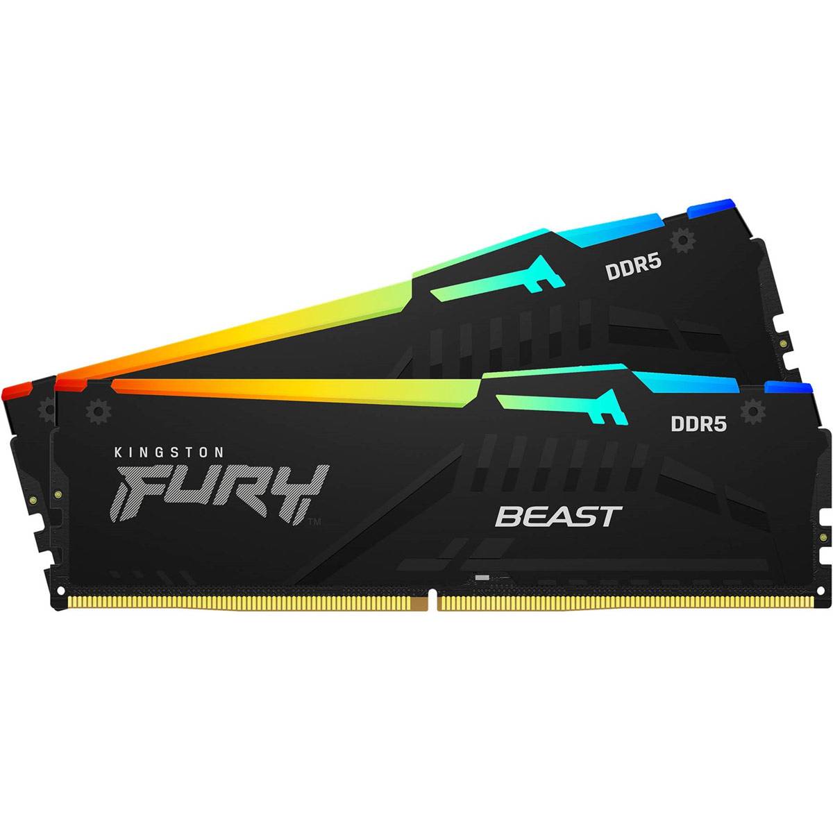 Kingston - Kingston Kit 16GB (2 x 8GB) DDR5 6000MHz FURY Beast RGB EXPO Preto CL36