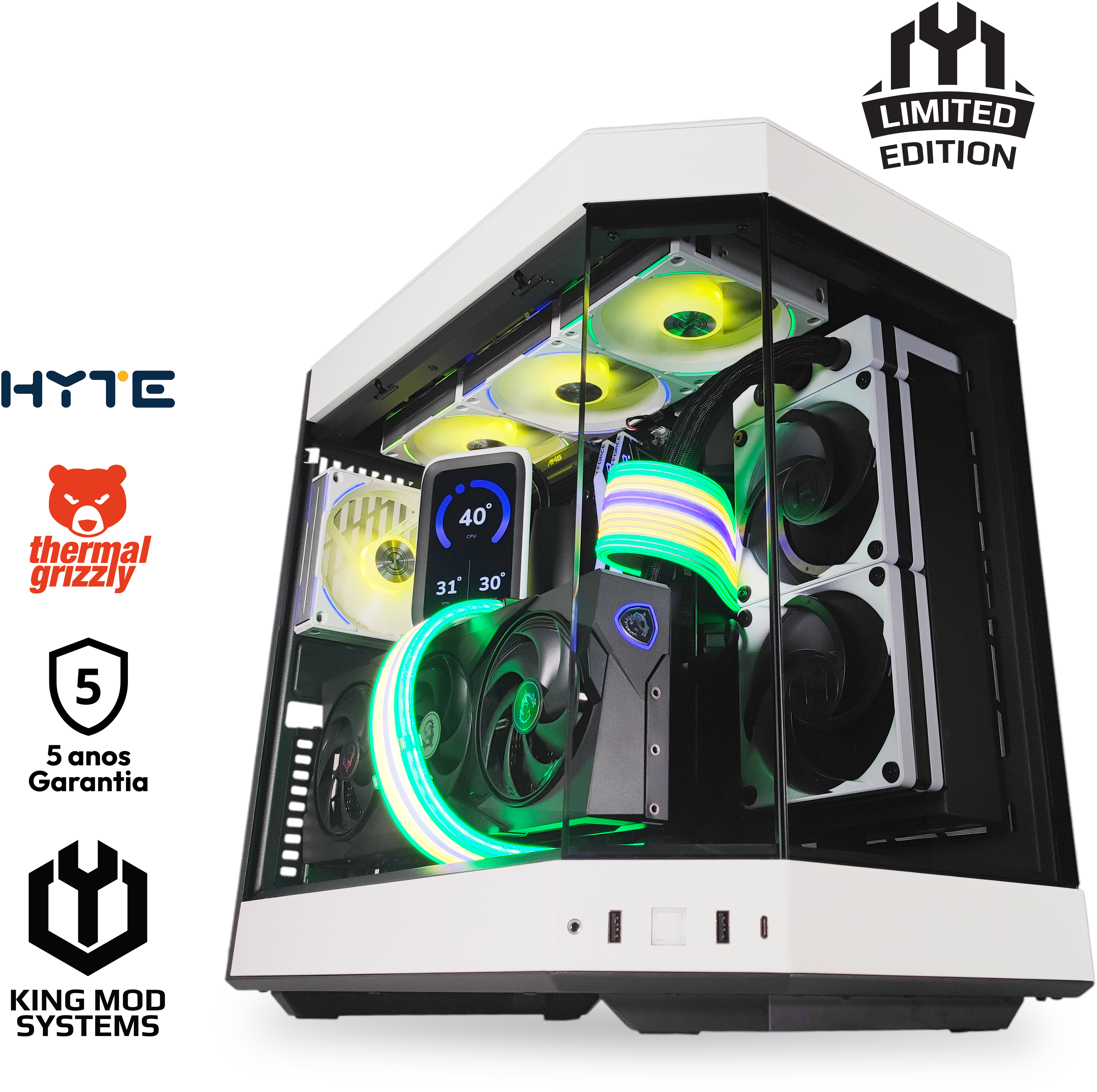 King Mod Systems - Computador King Mod Gamer-PC Hyte Ryzen 7 9800X3D 32GB DDR5 2TB RTX 5070 Ti WiFi W11