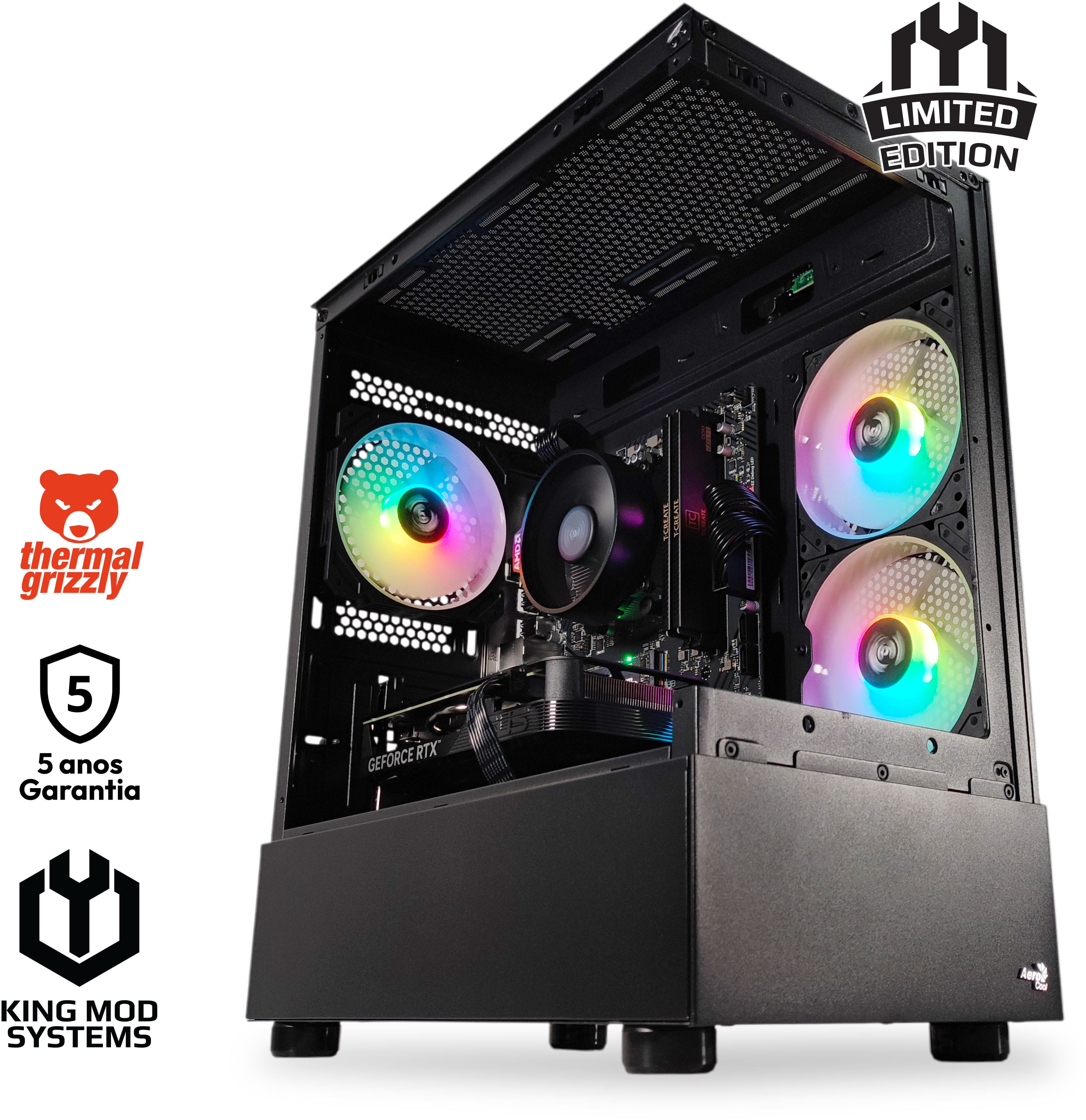 King Mod Systems - Computador King Mod Limited-PC Ryzen 5 7500F 32GB DDR5 1TB RTX 4060 WiFi W11