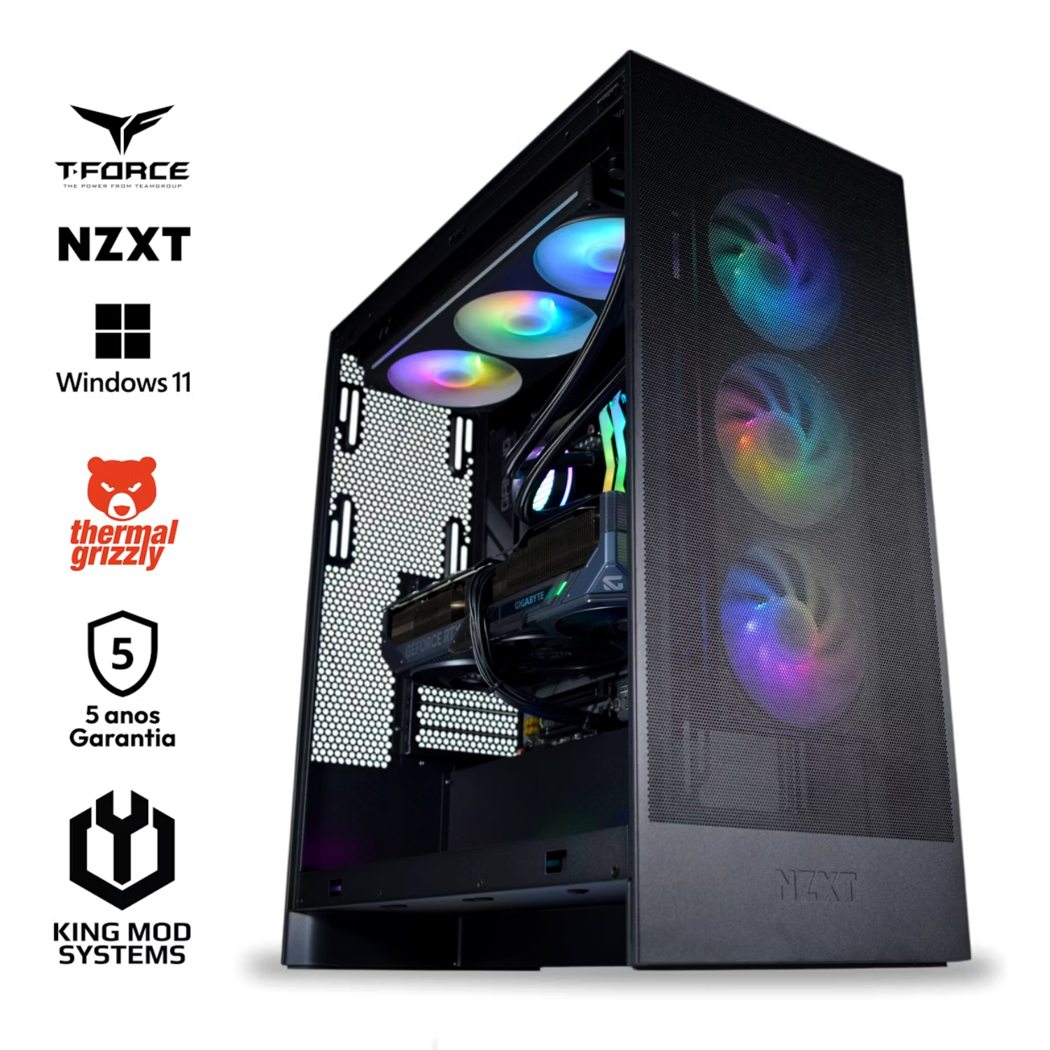 Picture of Picture of Computador King Mod Gamer-PC NZXT Ryzen 7 9800X3D 32GB DDR5 2TB RTX 5080 WiFi W11 V2