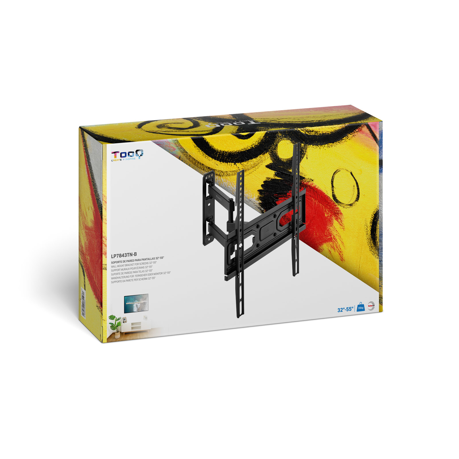 Tooq - Suporte de Parede Tooq Tilt 3 Pivots 32" a 55" Max. 35kg Preto