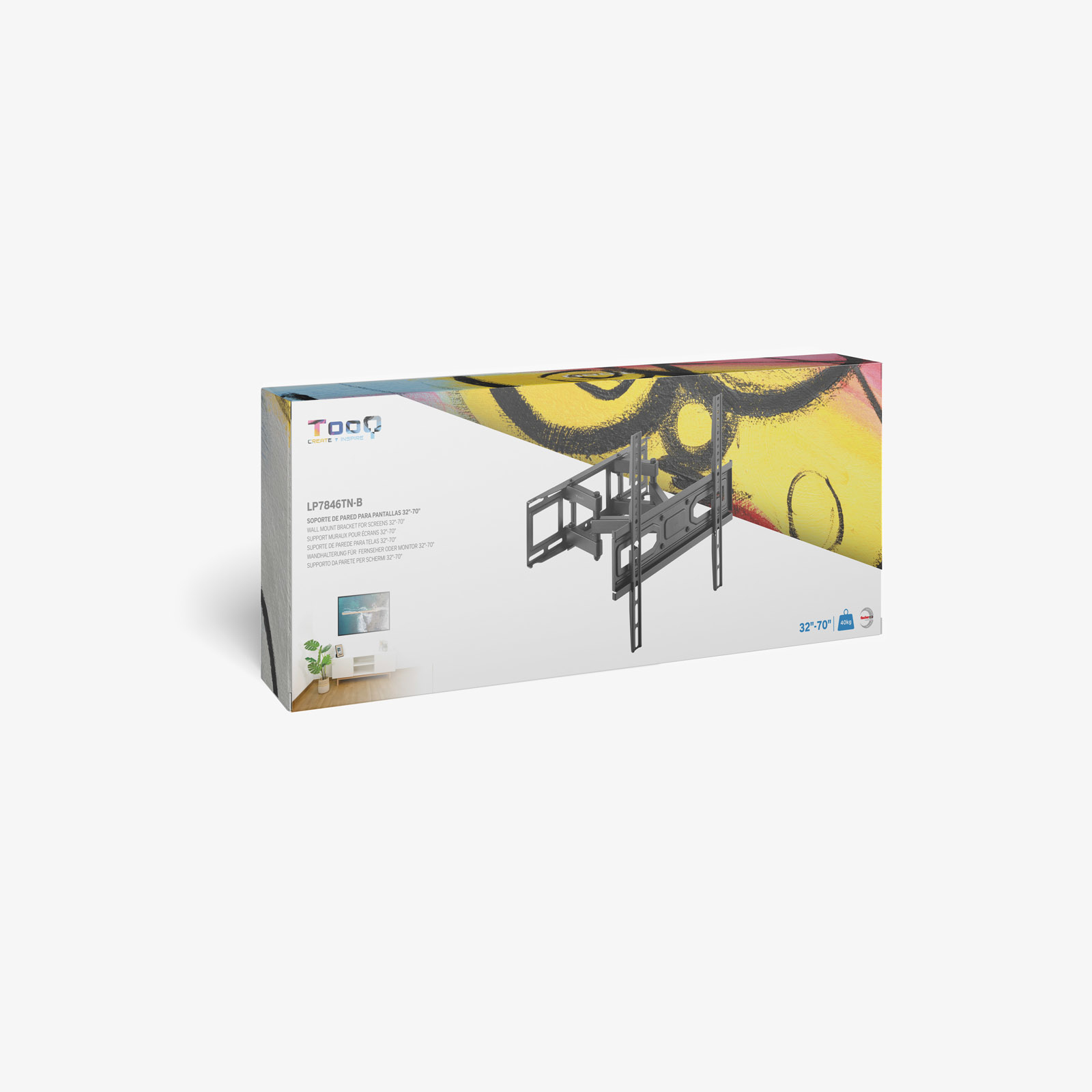 Tooq - Suporte de Parede Tooq Tilt 6 Pivots 32" a 70" Max. 40kg Preto