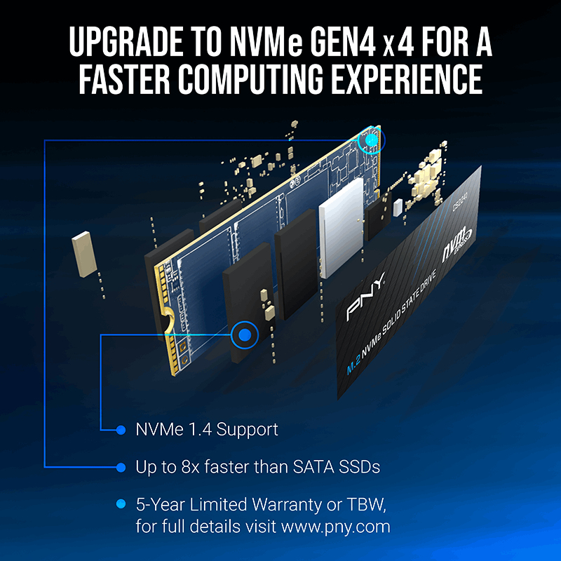 PNY - SSD PNY CS2241 4TB Gen4 M.2 NVMe (5000/4200MB/s)