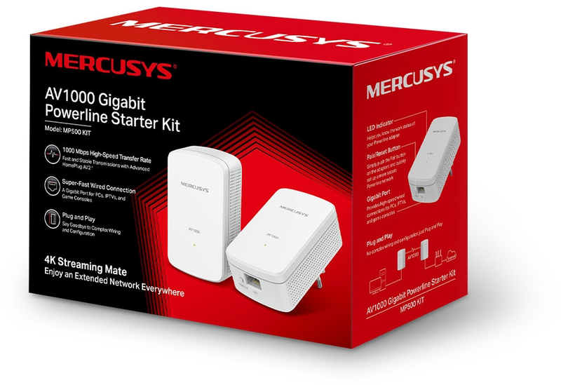 mercusys - Powerline Mercusys MP500 KIT AV1000 Gigabit Repetidor Starter Kit