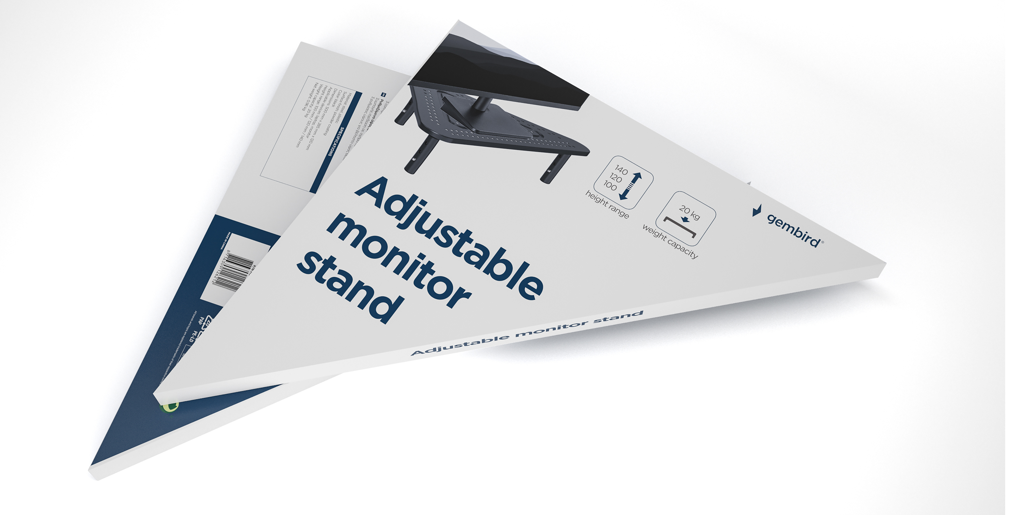 gembird - Base Para Monitor Gembird MS-TABLE-02 Triangular Ajustável Preto Até 20Kg
