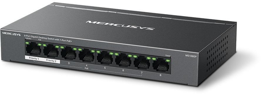 mercusys - Switch SOHO Mercusys MS108GP 8 Portas Gigabit UnManaged PoE+