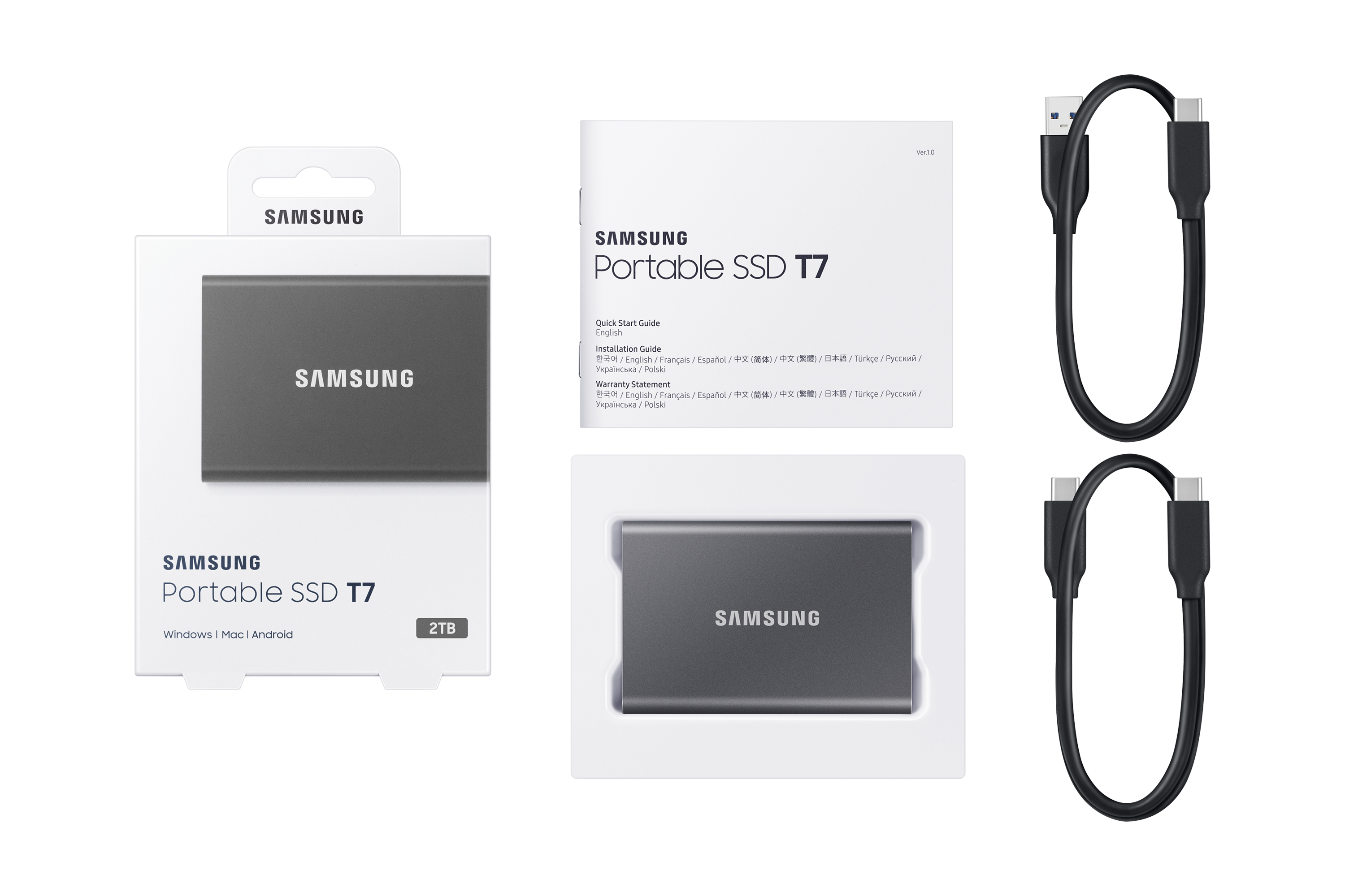 Samsung - SSD Externo Samsung T7 2TB USB3.2 Gen2 Preto (1050/1000MB/s)