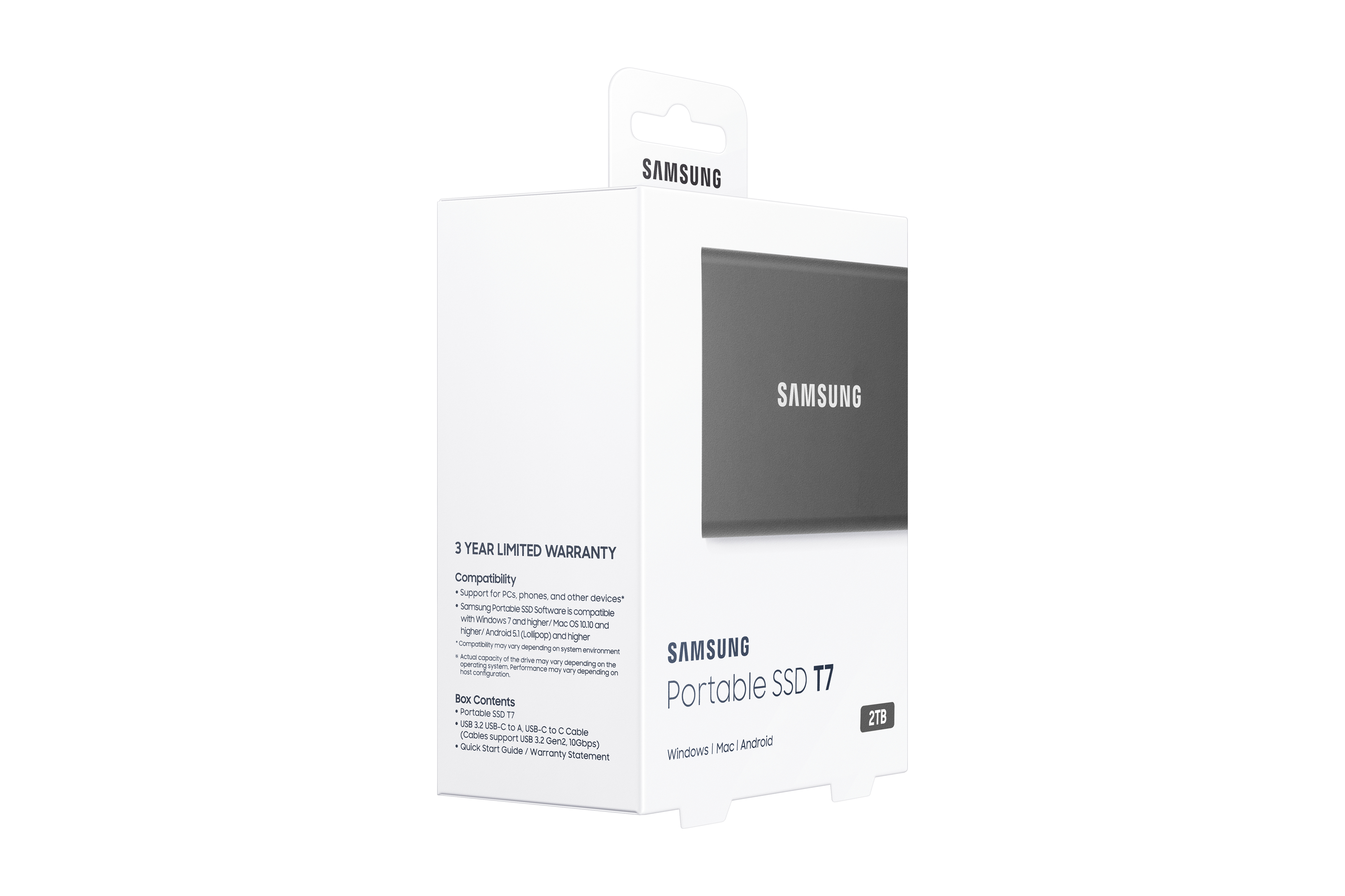 Samsung - SSD Externo Samsung T7 2TB USB3.2 Gen2 Preto (1050/1000MB/s)