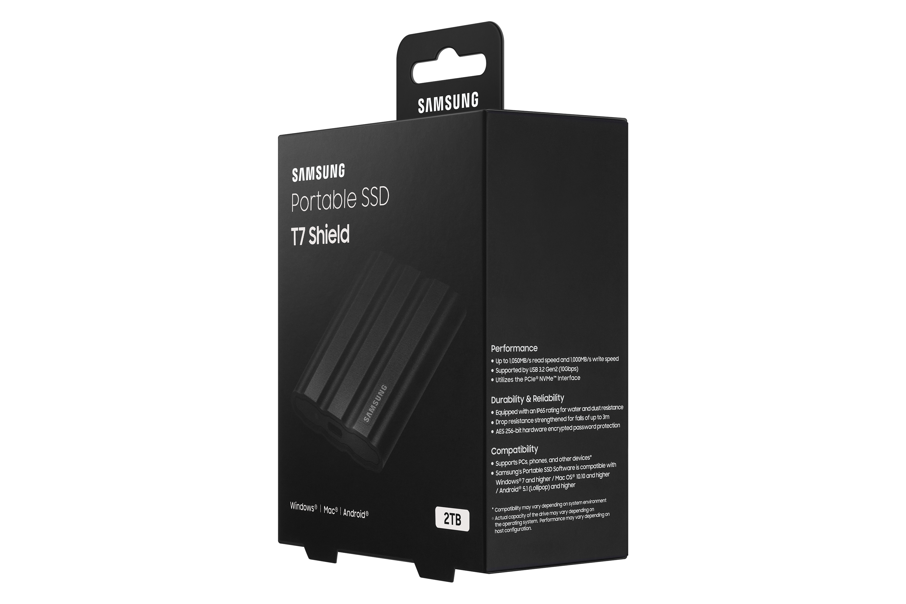 Samsung - SSD Externo Samsung T7 Shield 2TB USB3.2 Gen2 Preto (1050/1000MB/s)