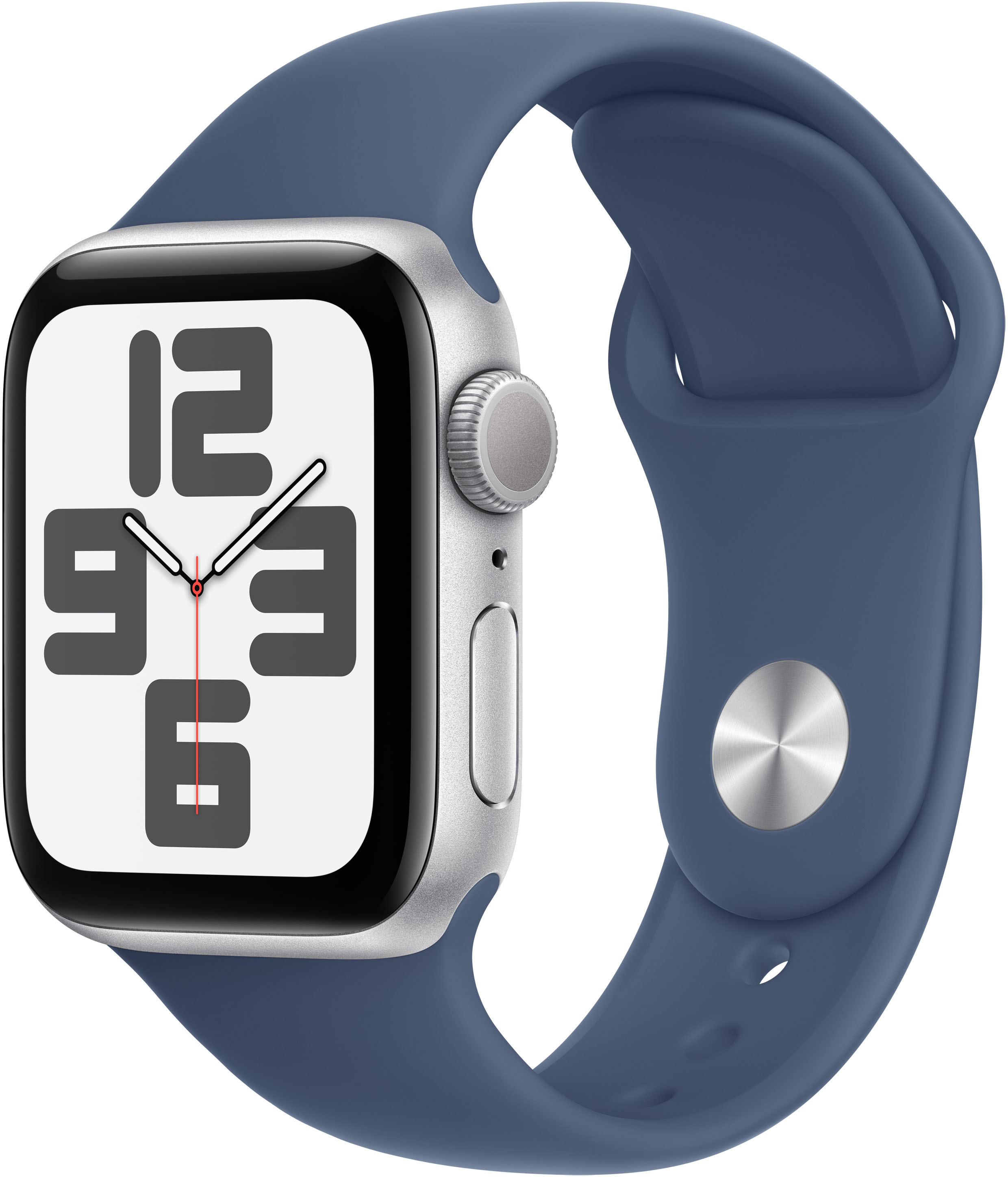 Picture of Picture of Smartwatch Apple Watch SE (2024) GPS 40mm Alumínio Prateado c/ Bracelete Desportiva Azul Denim - S/M