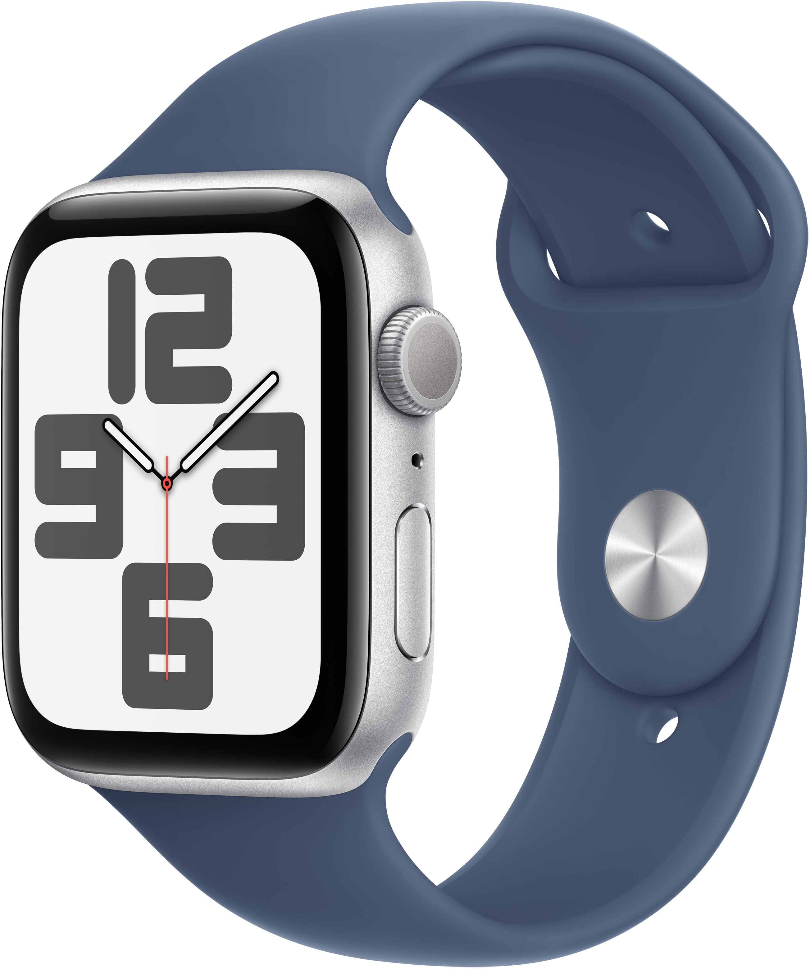 Picture of Picture of Smartwatch Apple Watch SE (2024) GPS 44mm Alumínio Prateado c/ Bracelete Desportiva Azul Denim - M/L