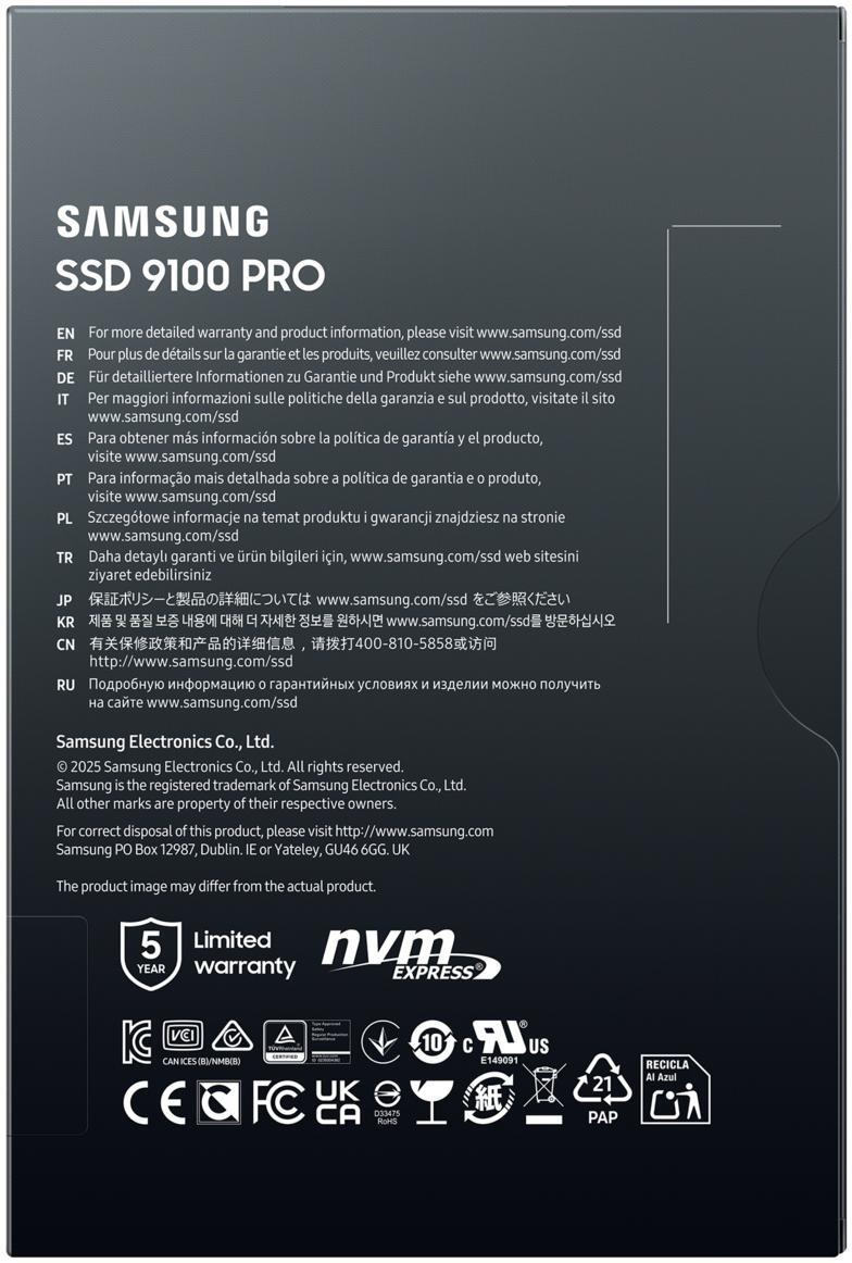 Samsung - SSD Samsung 9100 Pro 2TB Gen5 M.2 NVMe (14700/13300MB/s)