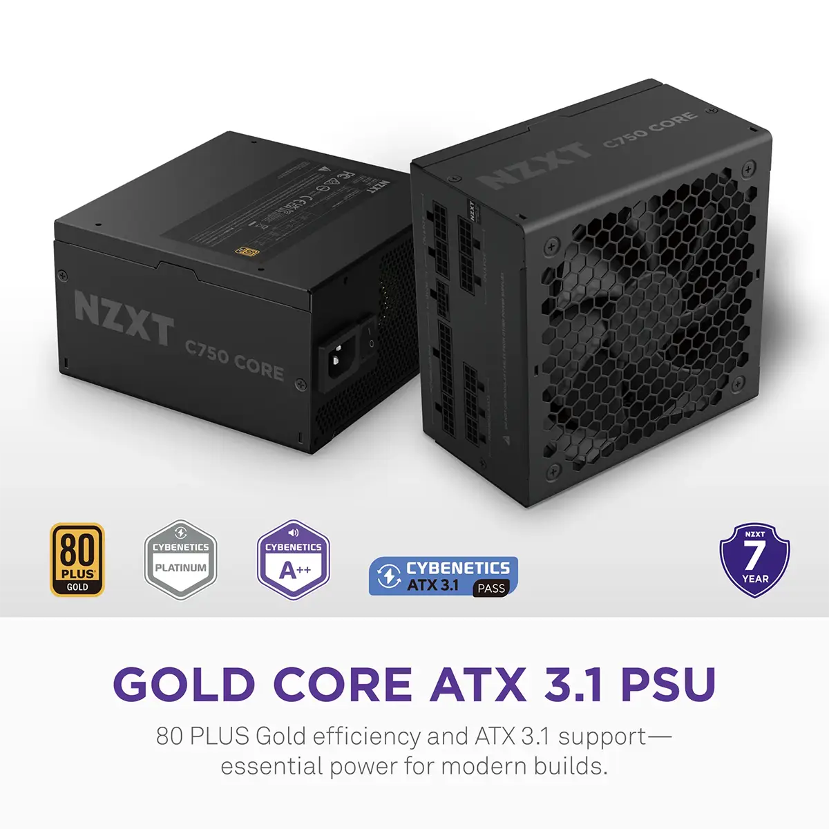 NZXT - Fonte de Alimentação NZXT 750W Core 80+ Gold ATX 3.1 PCIe 5.1