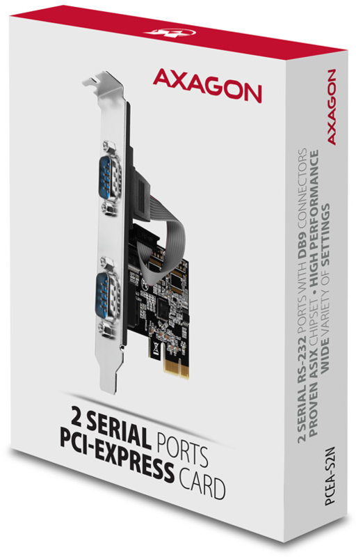 AXAGON - Adaptador PCIe AXAGON PCEA-S2N com 2x Portas Série - ASIX A