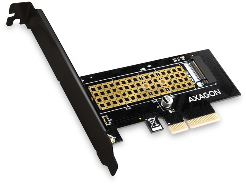 AXAGON - Adaptador PCIe-3.0-x4 AXAGON PCEM2-N, 1x M.2/NVMe/SSD com dissipador passivo