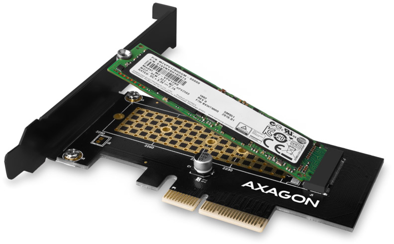AXAGON - Adaptador PCIe-3.0-x4 AXAGON PCEM2-N, 1x M.2/NVMe/SSD com dissipador passivo