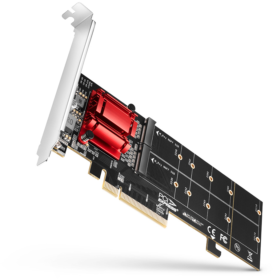 Picture of Picture of Adaptador PCIe 3.0 AXAGON PCEM2-ND 8x - dual M.2 NVMe M-key SP & LP