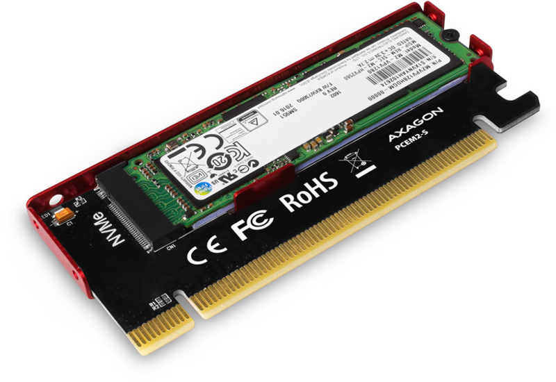AXAGON - Adaptador PCIe-3.0-x16 AXAGON PCEM2-N, 1x M.2/NVMe/SSD com dissipador passivo