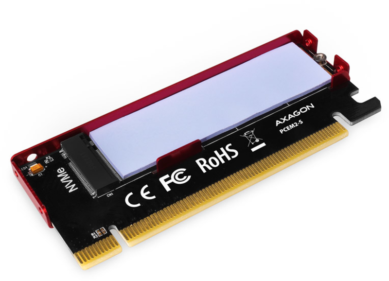 AXAGON - Adaptador PCIe-3.0-x16 AXAGON PCEM2-N, 1x M.2/NVMe/SSD com dissipador passivo