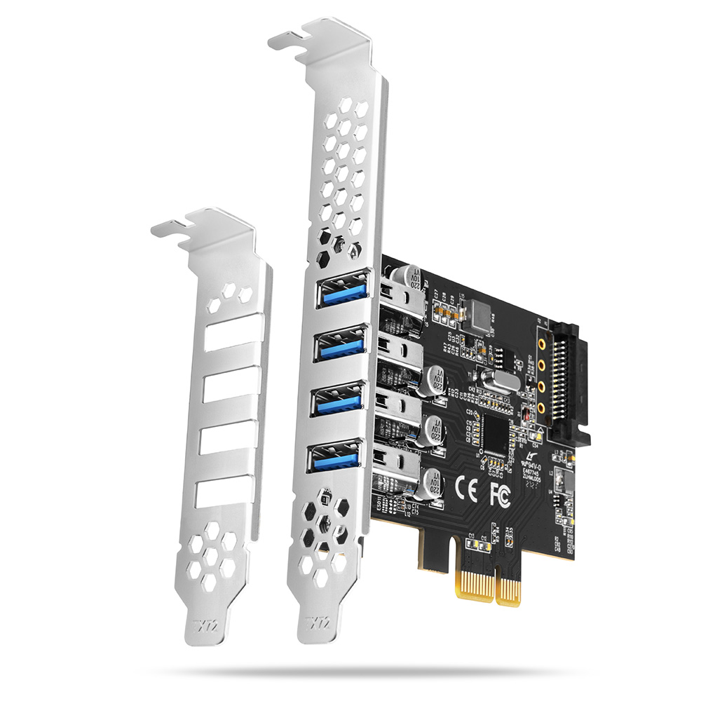 Picture of Picture of Adaptador PCIe AXAGON PCEU-43RS, 4x USB3.0 UASP VIA, 15-pin SATA