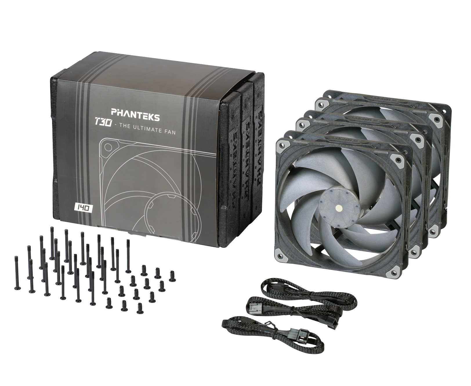 Phanteks - Ventoinha Phanteks T30 PWM Preto Pack 3 - 120mm