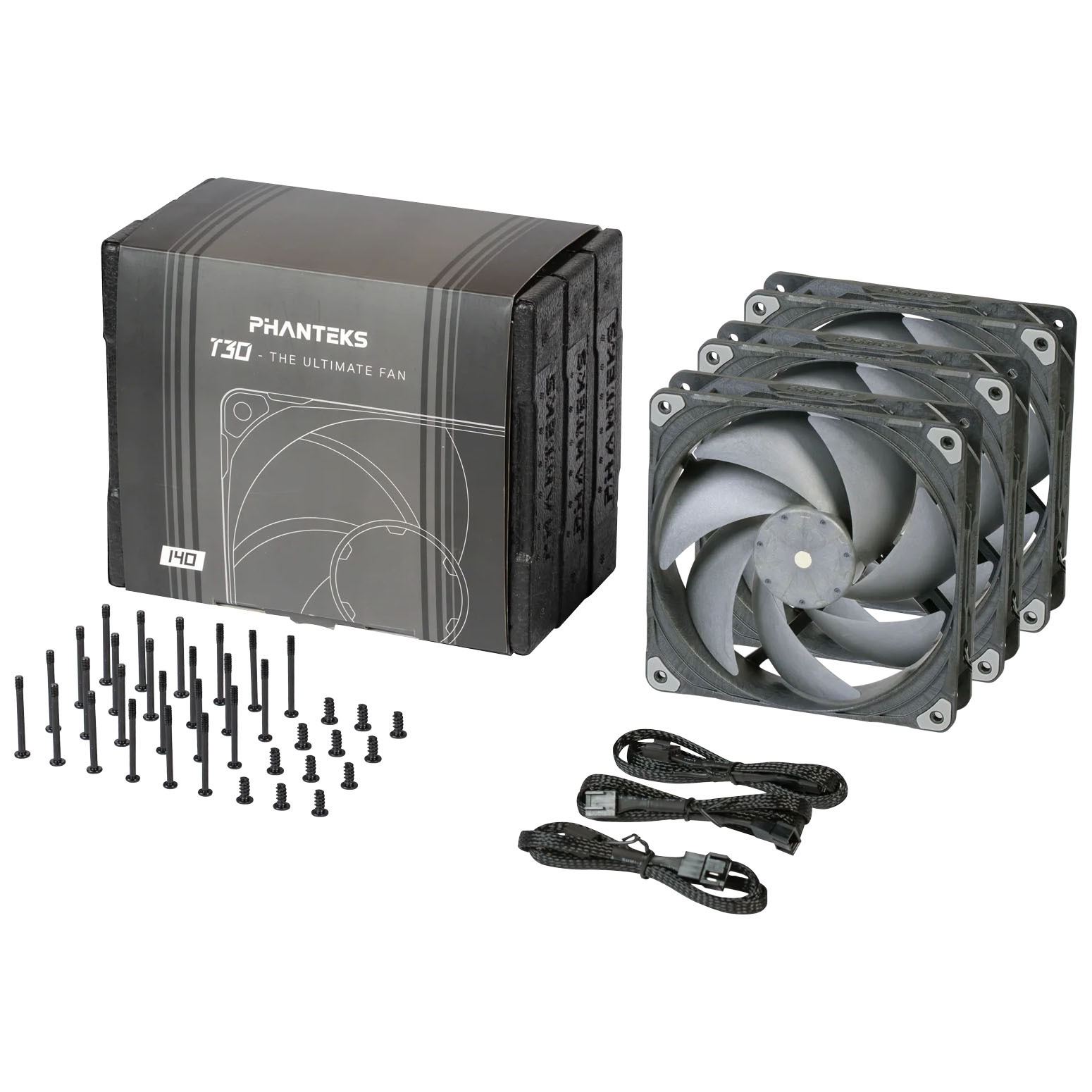 Phanteks - Ventoinha Phanteks T30 PWM Preto Pack 3 - 140mm