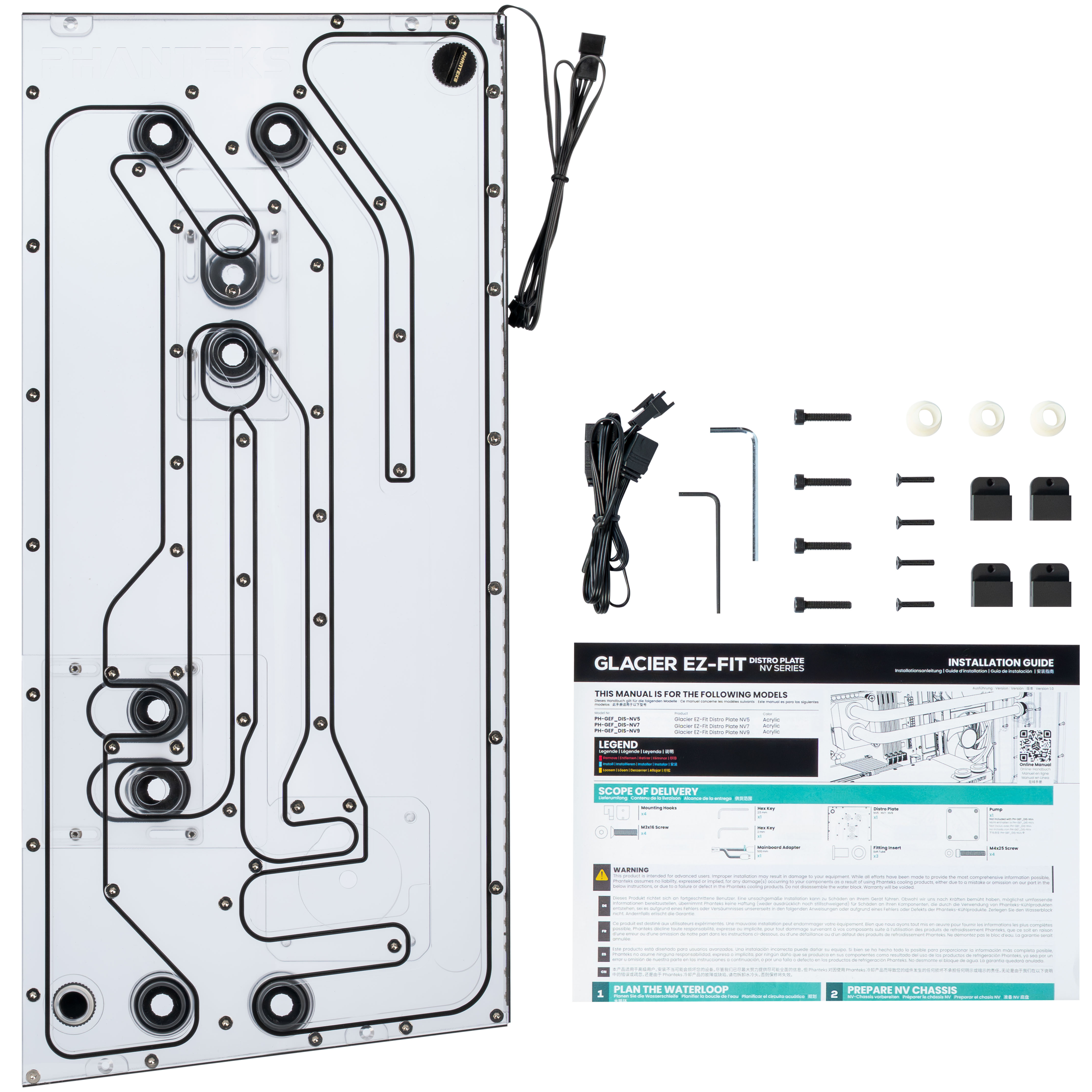 Phanteks - Phanteks Glacier EZ-Fit DIS-NV5 Distro Plate 16mm EZ-Fit Preto para Phanteks NV5