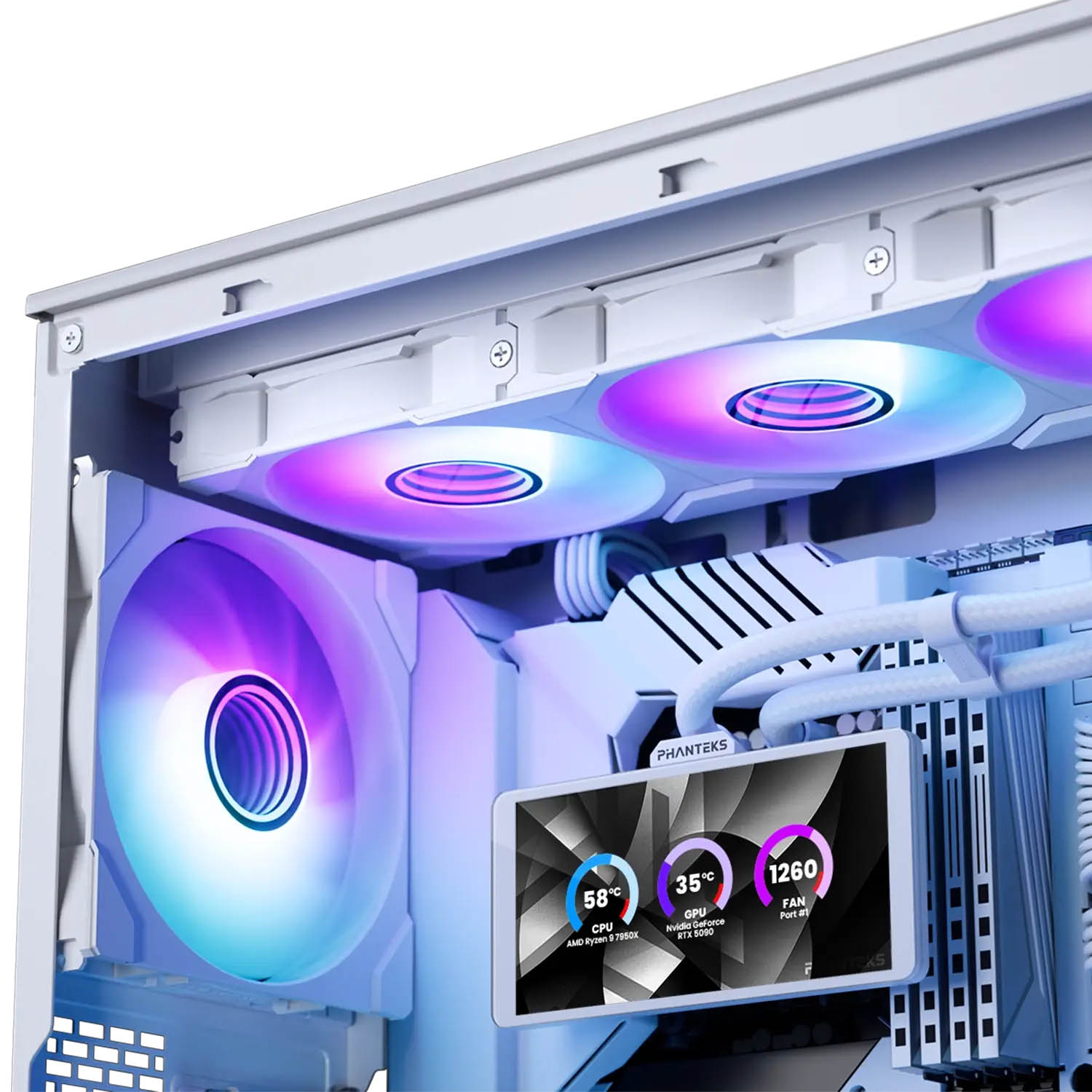 Phanteks - Water Cooler CPU Phanteks Glacier One 360M25 Gen 2 LCD DRGB Branco - 360mm
