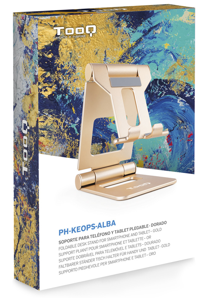 Tooq - Suporte de Mesa Tooq Ajustável p/ Smartphone/Tablet Max. 10" Dourado
