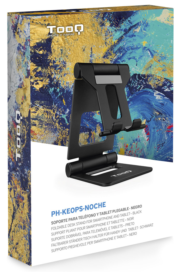 Tooq - Suporte de Mesa Tooq Ajustável p/ Smartphone/Tablet Max. 10" Preto