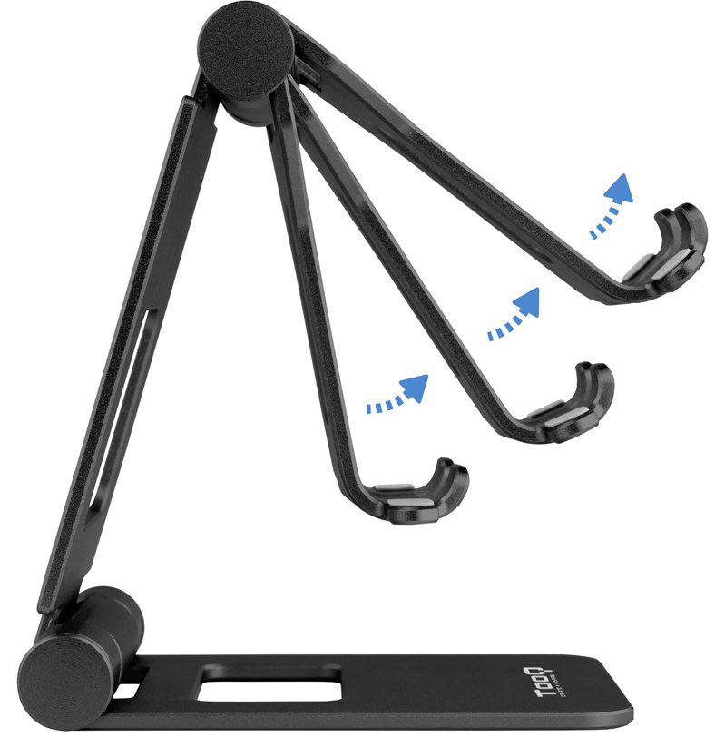 Tooq - Suporte de Mesa Tooq Ajustável p/ Smartphone/Tablet Max. 10" Preto