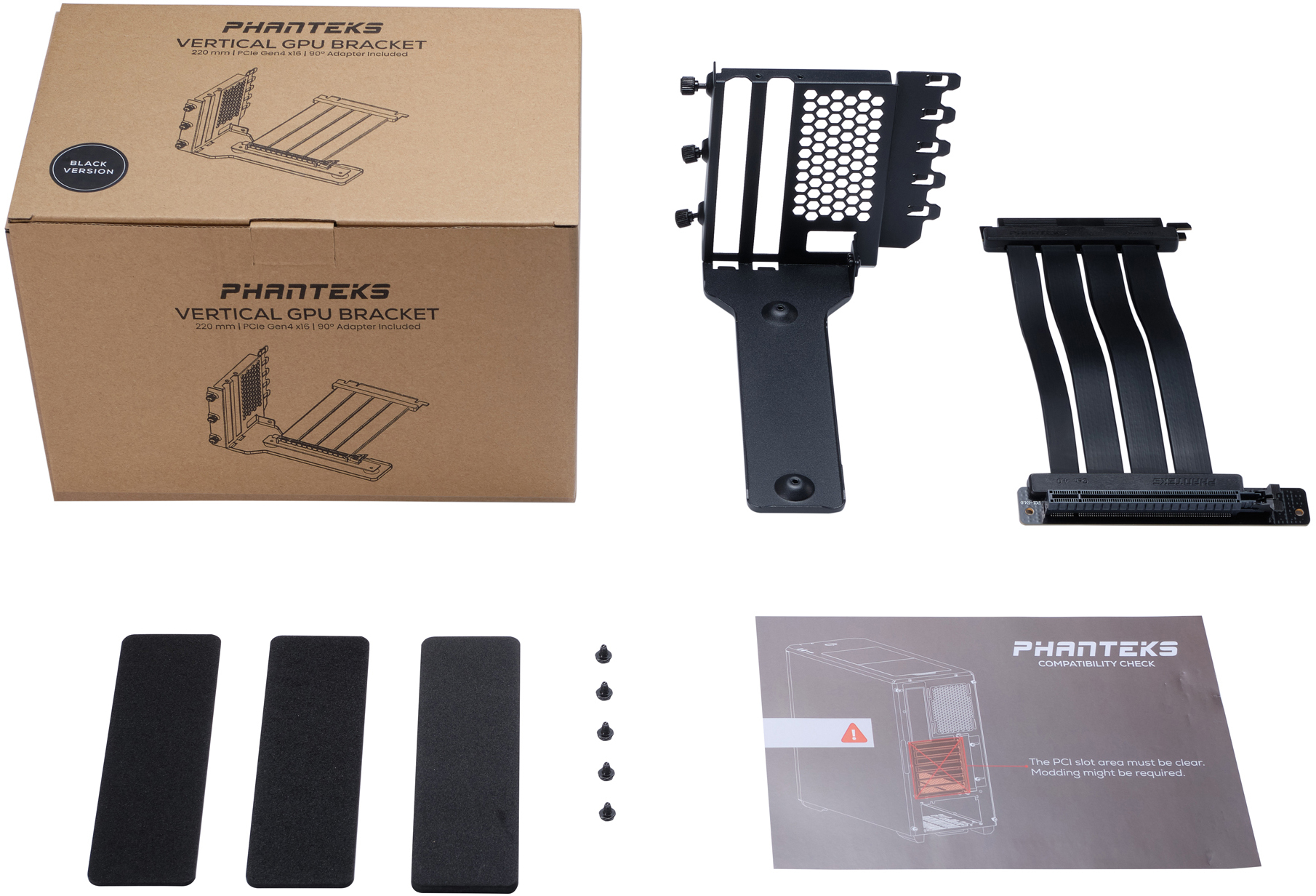 Phanteks - GPU Bracket Phanteks+Cabo PCI-E 4.0x16 Fita Riser 22cm Preto
