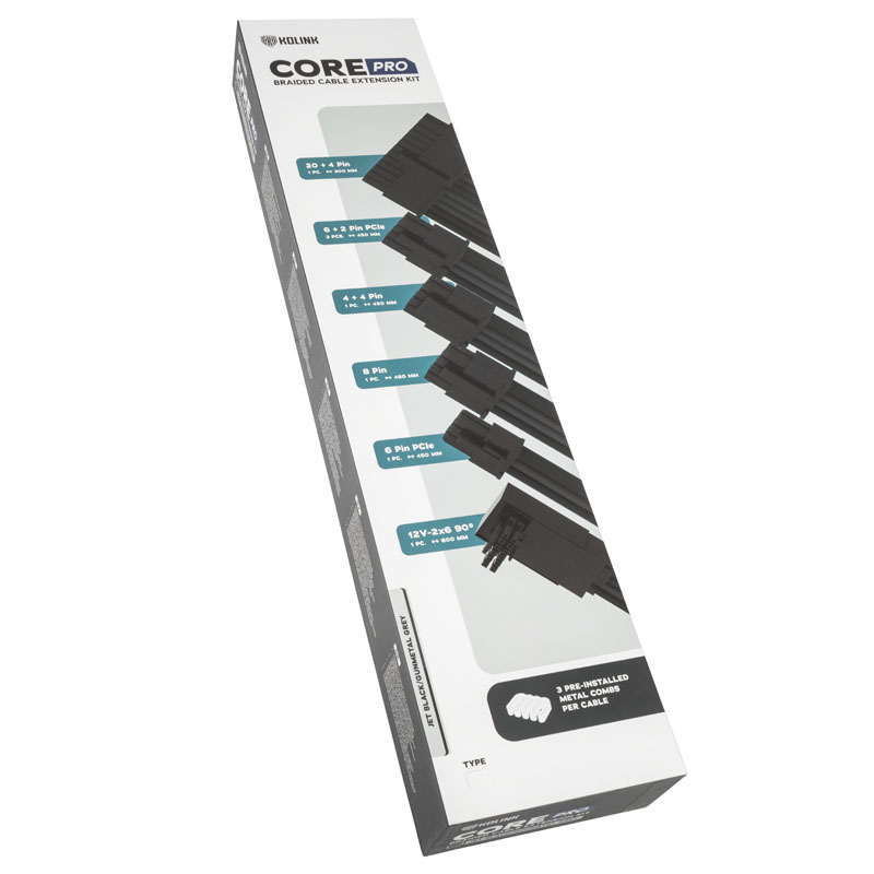 Kolink - Kit de Extensão Kolink Core Pro 12V-2x6 Type 2 - Jet Black/Gunmetal Grey