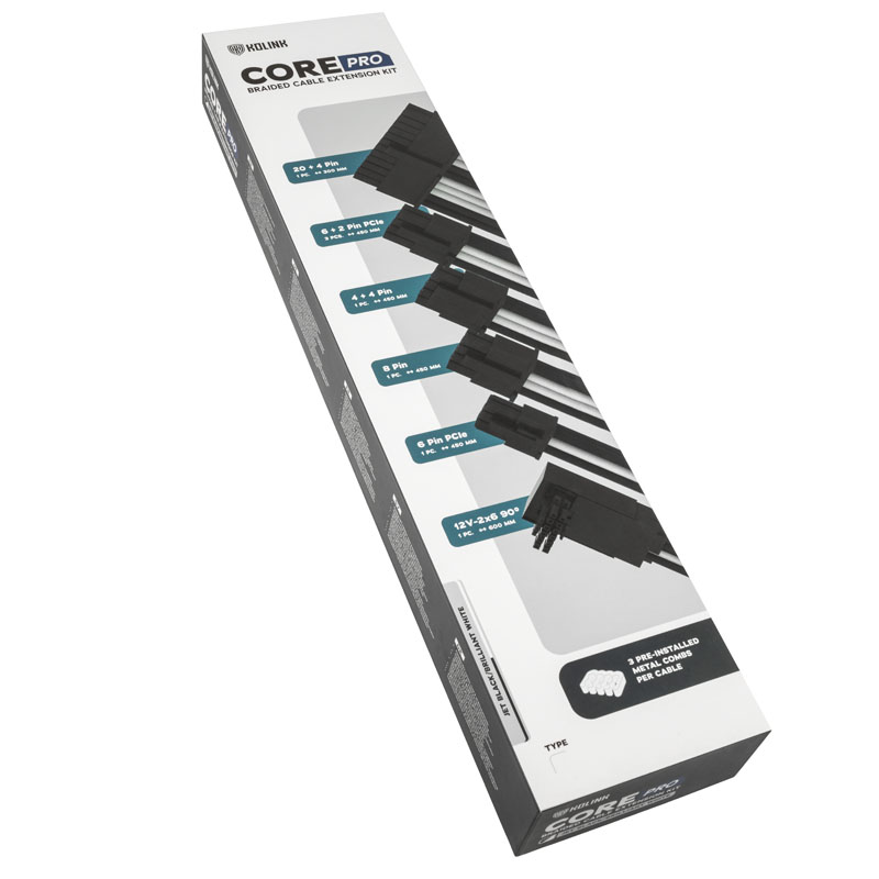 Kolink - Kit de Extensão Kolink Core Pro 12V-2x6 Type 2 - Jet Black/Brilliant White
