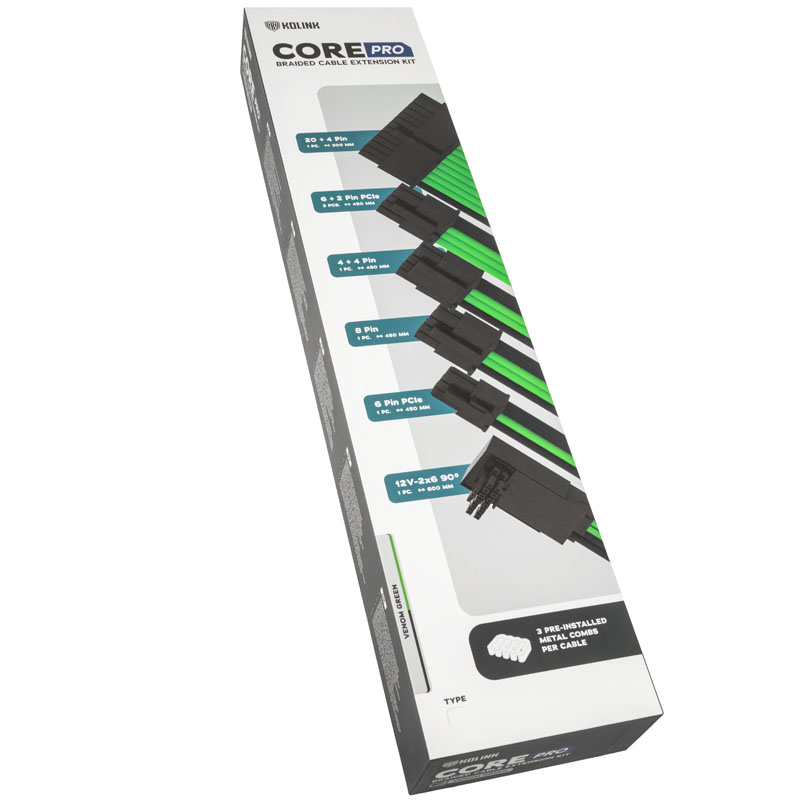 Kolink - Kit de Extensão Kolink Core Pro 12V-2x6 Type 2 - Venom Green