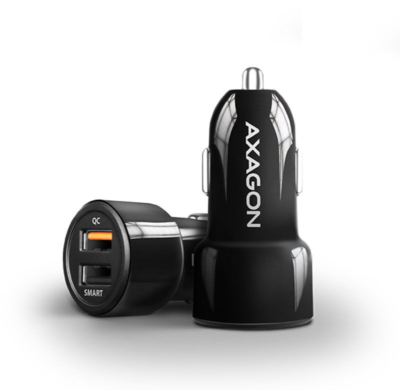 AXAGON - Carregador de Isqueiro AXAGON PWC-QC5, 1x USB-A QC 3.0 + 1x USB-A SmartCharge, 31,5 W