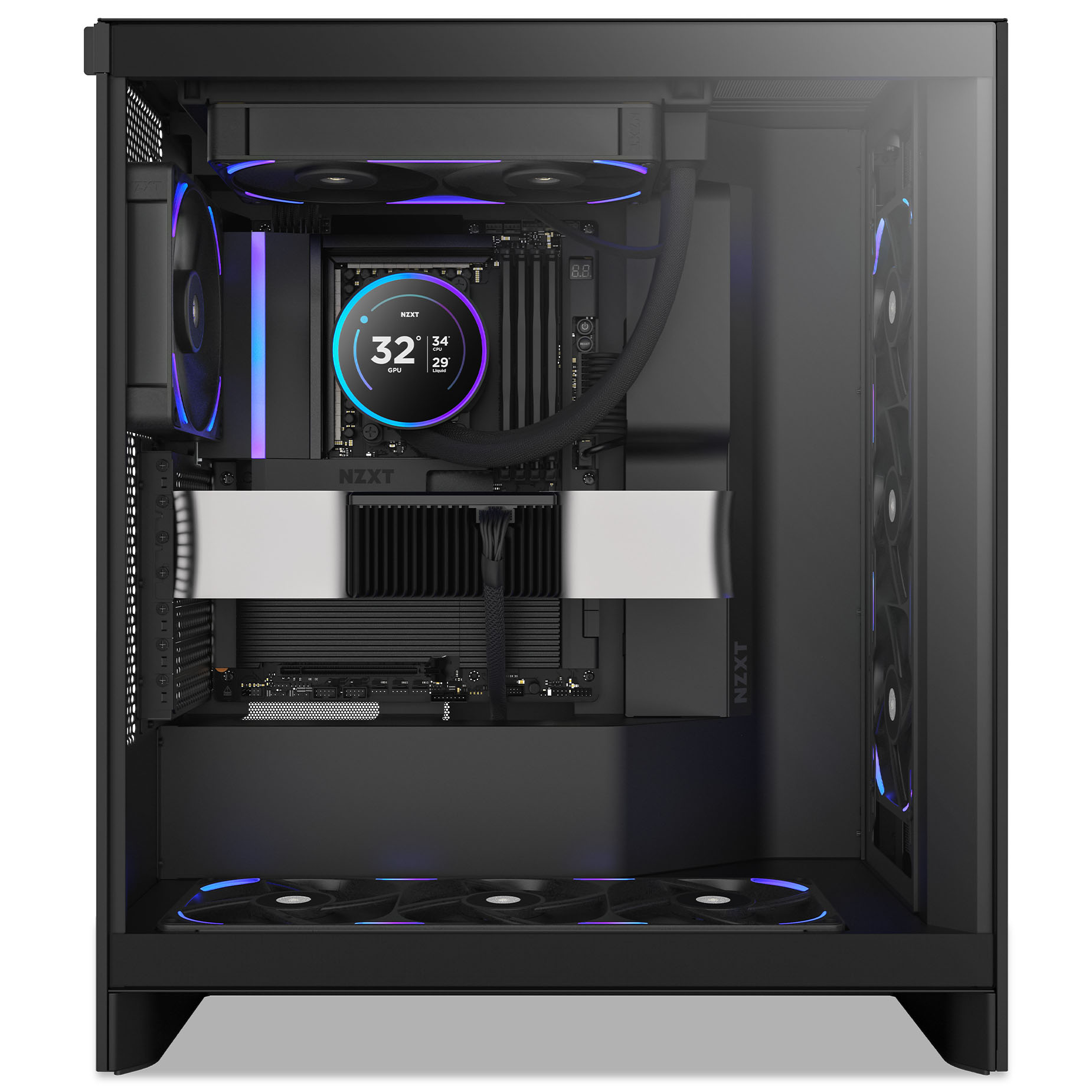 NZXT - Ventoinha NZXT F240X Perfomance RGB Single-Frame Pretas - Dupla Ventoínha 120mm (240mm)