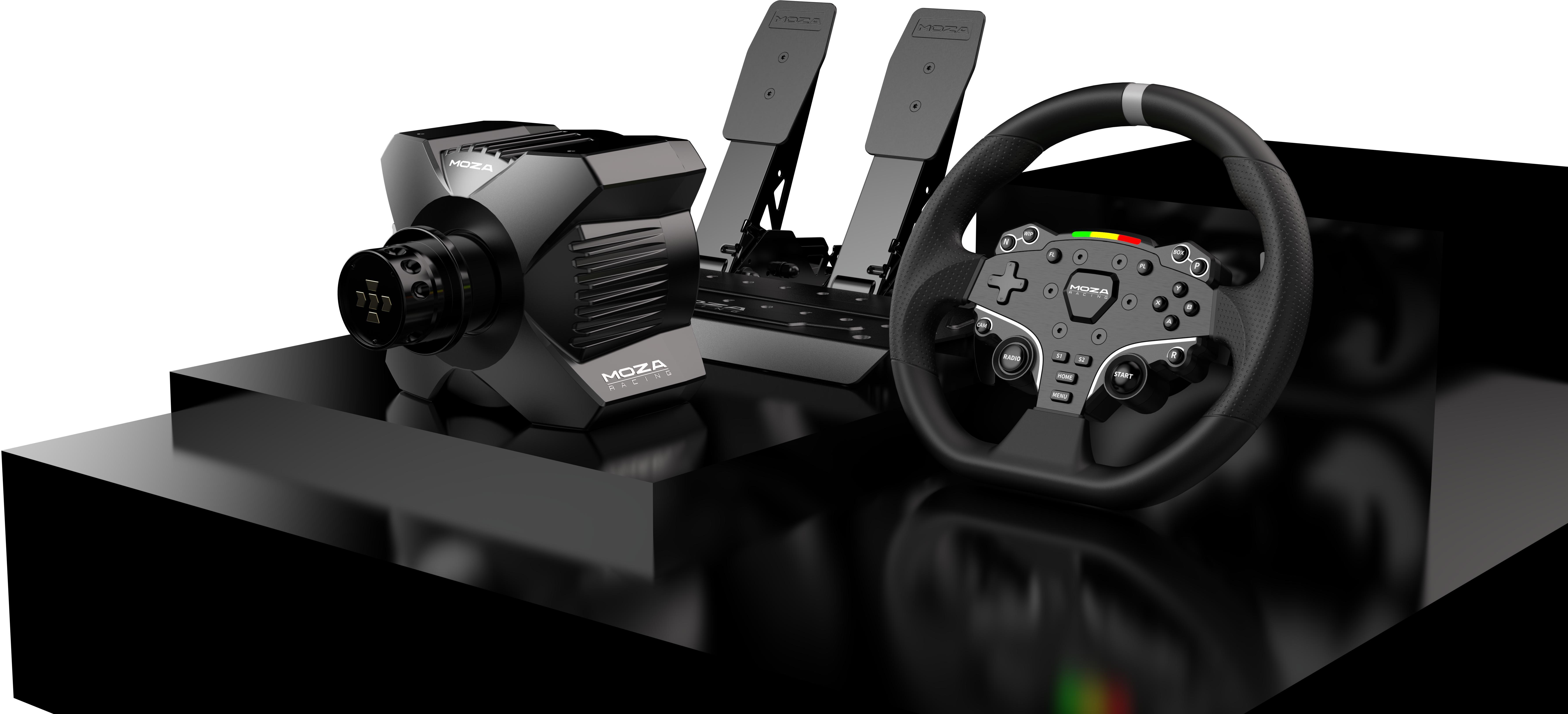 Moza Racing - Conjunto MOZA Racing R3 Racing Simulator PC ( Base Volante Direct Drive R3 + Volante ES + Pedais SR-P Lite + Suporte de Mesa R5)