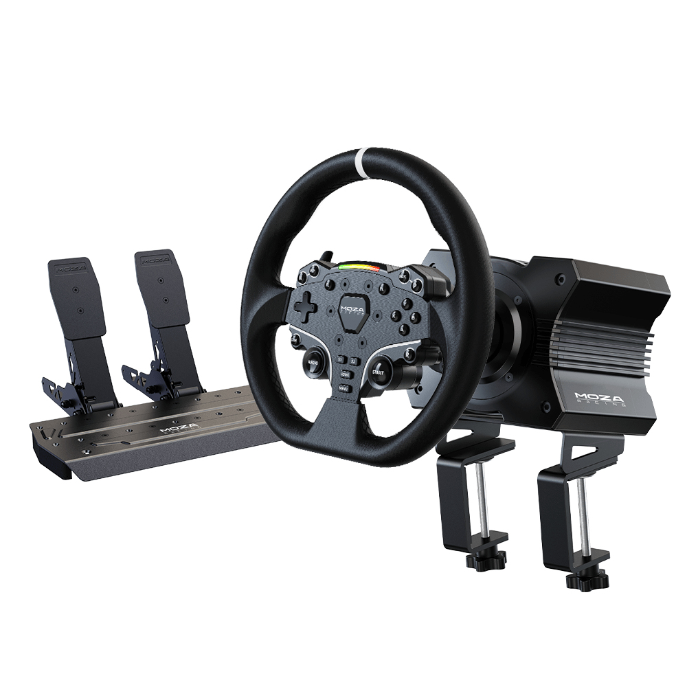 Picture of Picture of Conjunto MOZA Racing R5 ( Base Volante Direct Drive R5 + Volante ES + Pedais SR-P Lite + Suporte de Mesa R5)