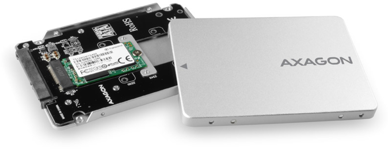 AXAGON - Caixa Interna AXAGON RSS-M2SD SATA 2.5" para NGFF M.2 SSD, Aluminio Silver