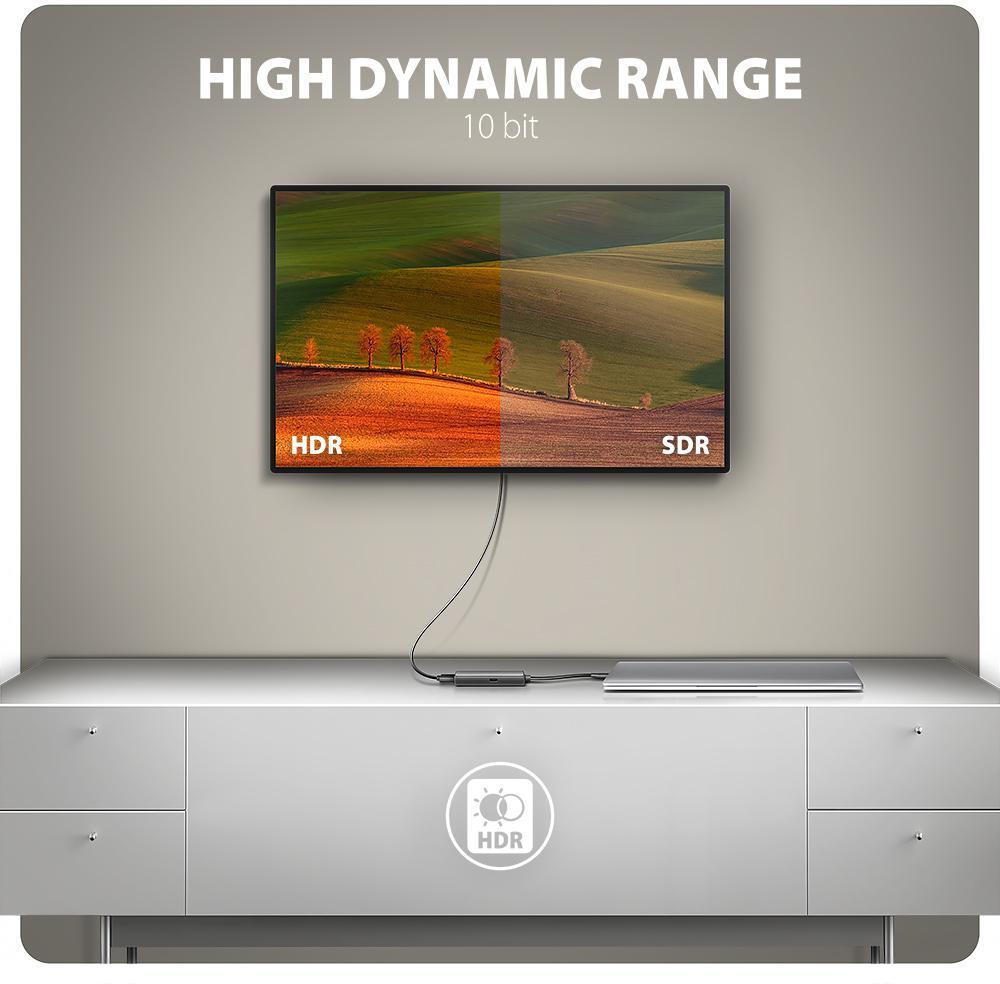 AXAGON - Cabo AXAGON RVC-HI8KPD -> HDMI 2.1 adapter 8K/60Hz  4K/144Hz Aluminum, 1,8m