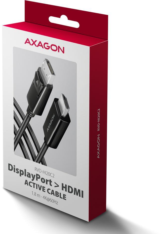 AXAGON - Adaptador Mini AXAGON RVD-HI20C2 DisplayPort para HDMI, 4K/60Hz 1,8m
