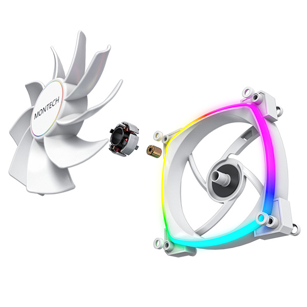 Montech - Ventoinha Montech RX140 PWM ARGB PWM 140mm Branco (Reversed Fan Blades)