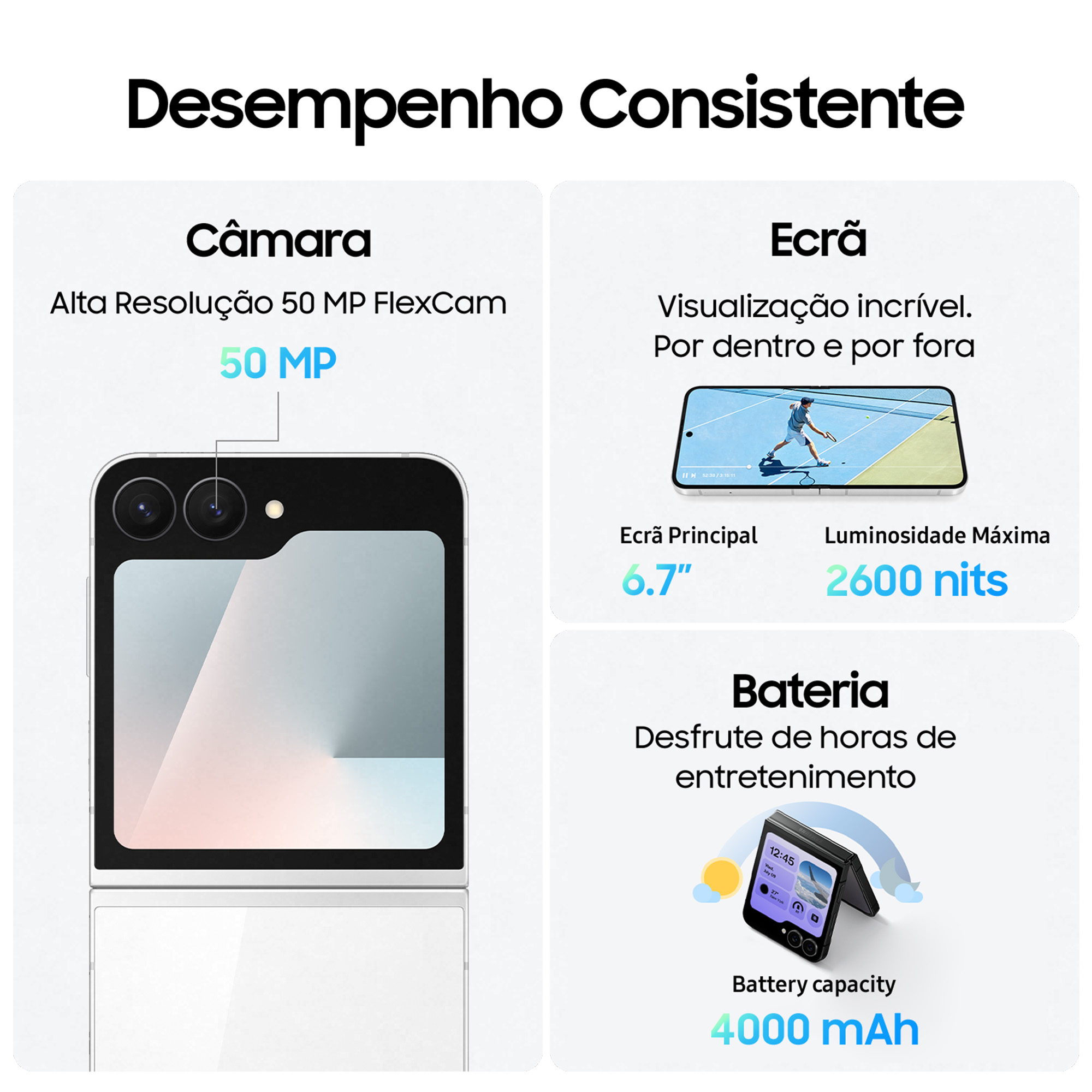 Samsung - Smartphone Samsung Galaxy Z Flip 7 FE 5G 6.7" (12 /256GB) 120Hz Preto