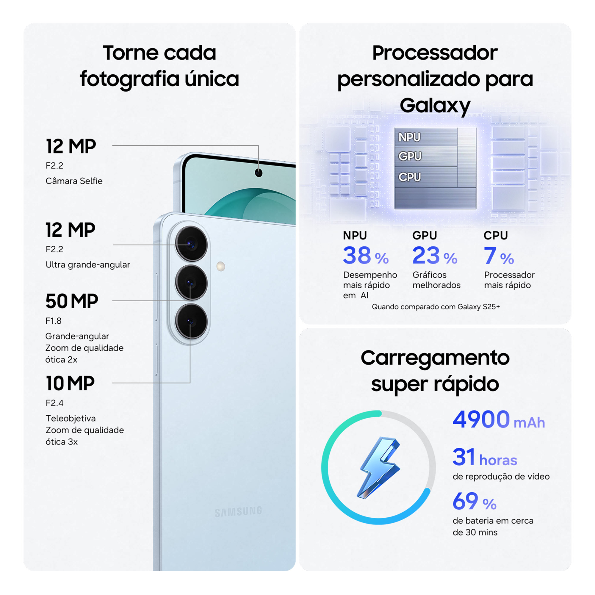 Samsung - Smartphone Samsung Galaxy S26+ 6.7" (12 / 512GB) 120Hz Branco